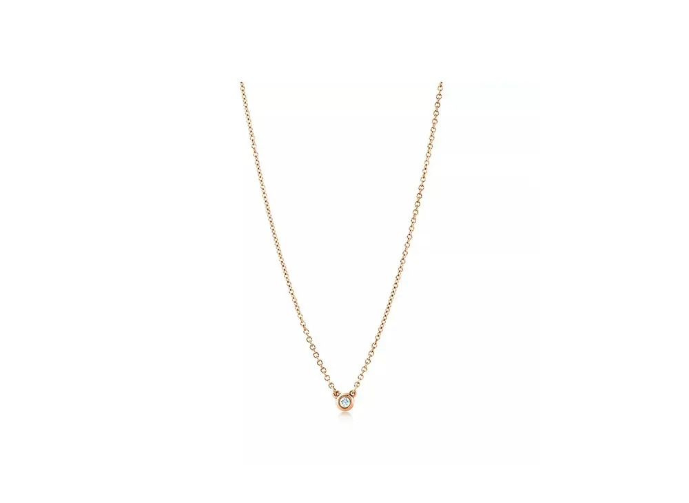 Tiffany & Co. Elsa Peretti by the Yard Single Diamond Pendant 16inch "Rose Gold"