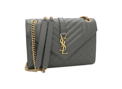 Saint Laurent Women's Envelope Medium Shoulder Bag "Dark Grey"