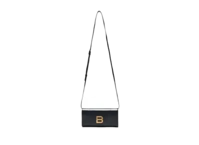 BALENCIAGA Hourglass Continental Shiny Smooth Calfskin Strap Wallet "Black"