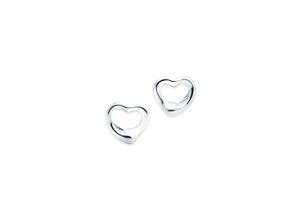 Tiffany & Co. Elsa Peretti Open Heart Stud Earrings "Silver"