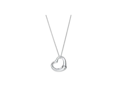 Tiffany & Co. Elsa Peretti Open Heart Pendant 18" Chain + 27mm "Sterling Silver"