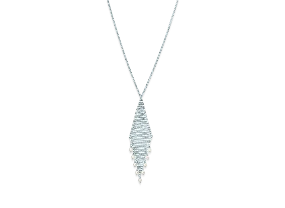 Tiffany & Co. Elsa Peretti Mesh Fringe Pendant Freshwater Pearl "Silver"