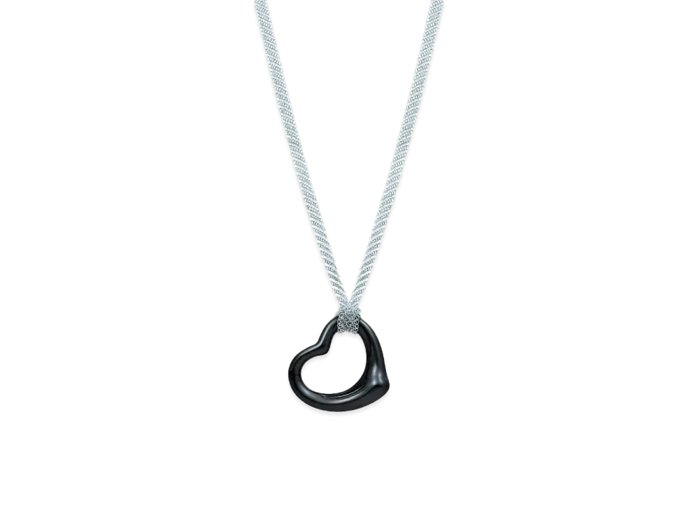 Tiffany & Co. Elsa Peretti Open Heart Pendant "Black/Silver"