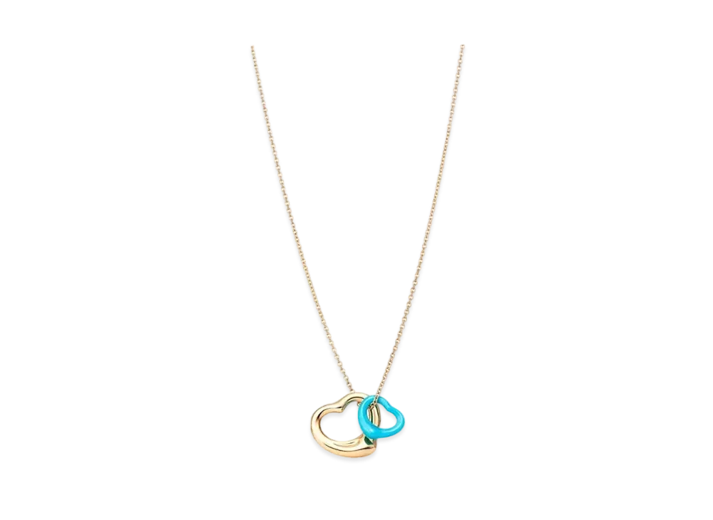 Tiffany & Co. Elsa Peretti Open Heart Pendant Turquoise 18K "Gold"