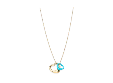 Tiffany & Co. Elsa Peretti Open Heart Pendant Turquoise 18K "Gold"