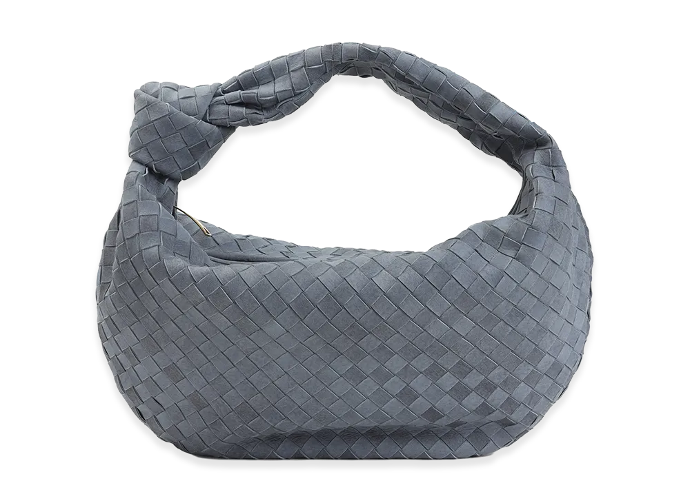 Bottega Veneta Women's Jodie Intrecciato 15 Cloudy Suede Handbag "Cloudy Indigo"