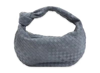 Bottega Veneta Women's Jodie Intrecciato 15 Cloudy Suede Handbag "Cloudy Indigo"