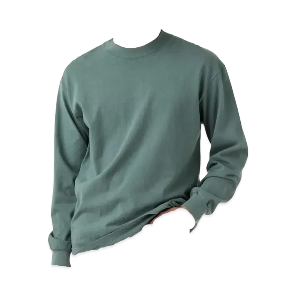 Los Angeles Apparel Long Sleeve Garment Dye Mockneck T-Shirt "Atlantic Green"