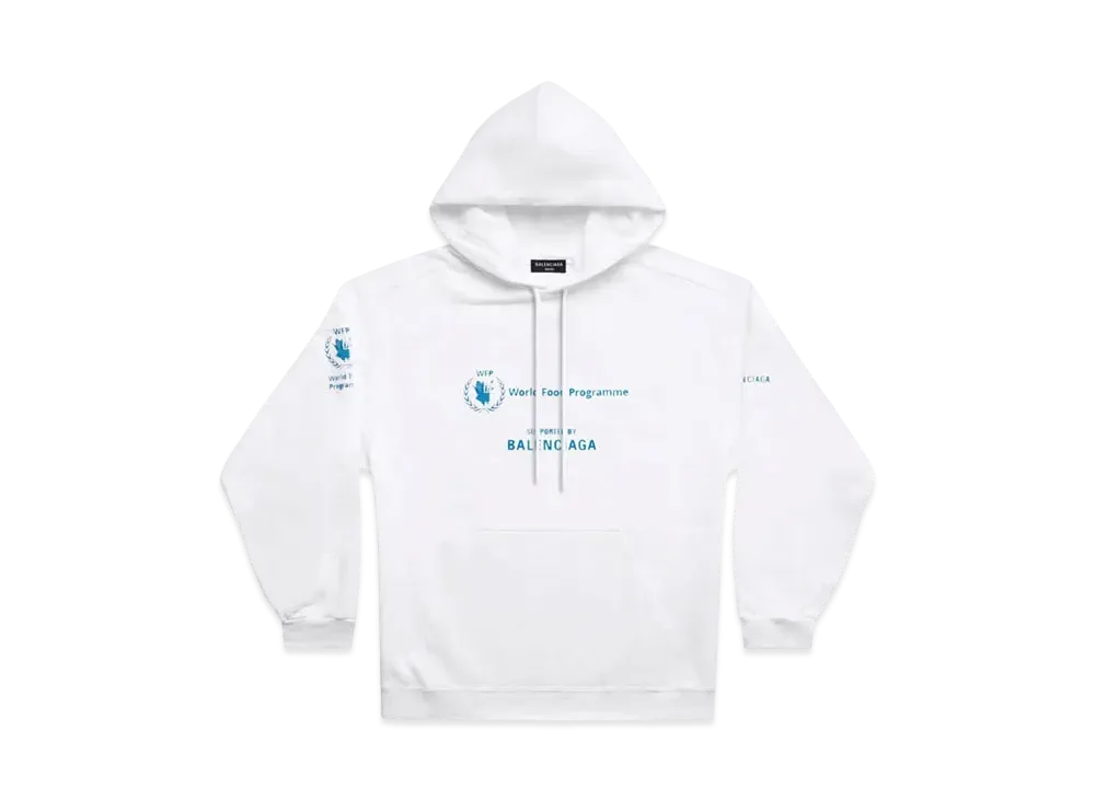 BALENCIAGA MENS WFP Hoodie Medium Fit "White/Blue"