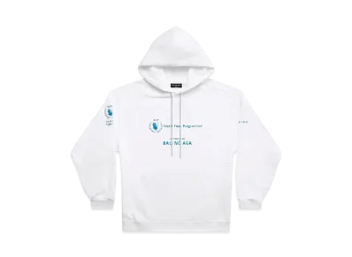 BALENCIAGA MENS WFP Hoodie Medium Fit "White/Blue"