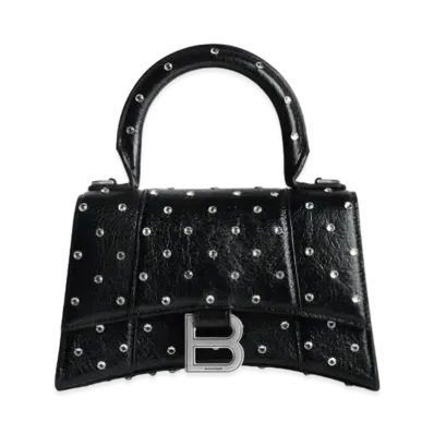 BALENCIAGA Hourglass XS Handbag with Rhinestone "Black"