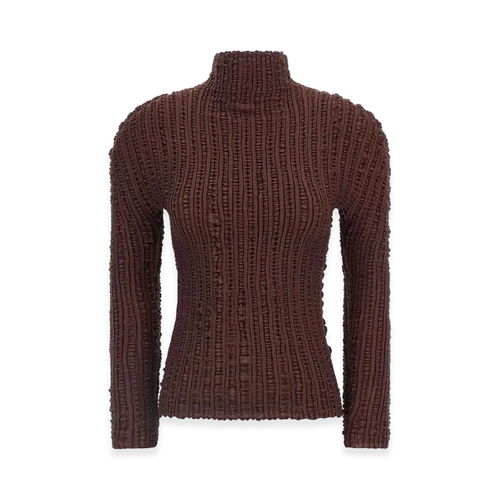 ISSEY MIYAKE Womens Jellyfish Pleats Sweater "Brown"