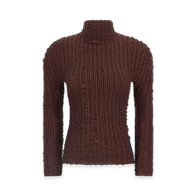 ISSEY MIYAKE Womens Jellyfish Pleats Sweater "Brown"