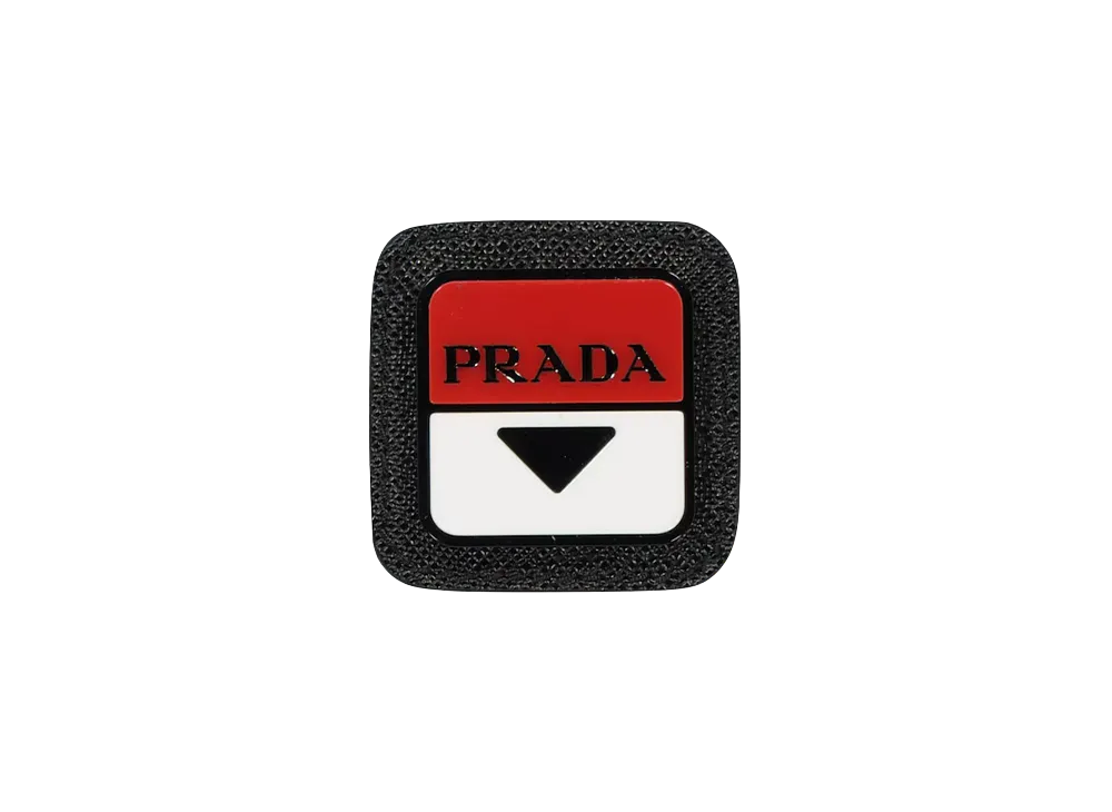 PRADA Women's Leather Trimmed Logo Badge "Black/Red/White"