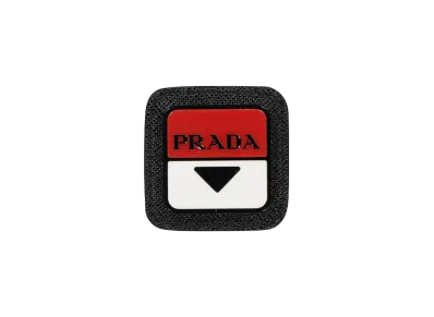 PRADA Women's Leather Trimmed Logo Badge "Black/Red/White"