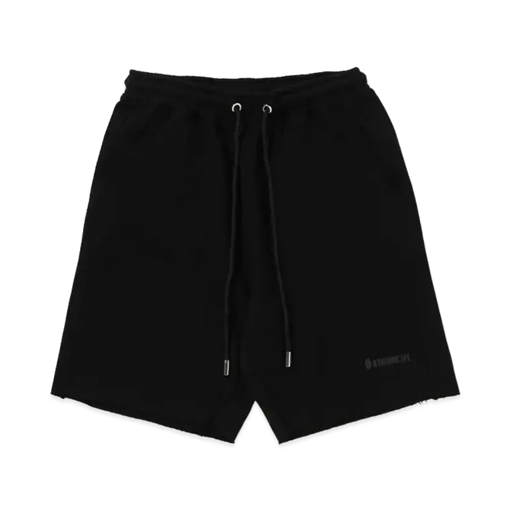 A BATHING APE Raw Edge Loose Fit Sweatshorts "Black"