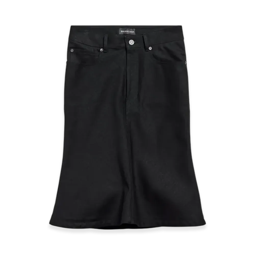BALENCIAGA Women's Godet Midi Skirt "Black"