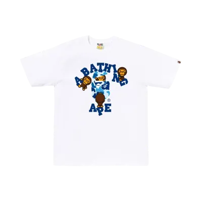 A BATHING APE ABC Camo College Milo Tee "White/Blue"