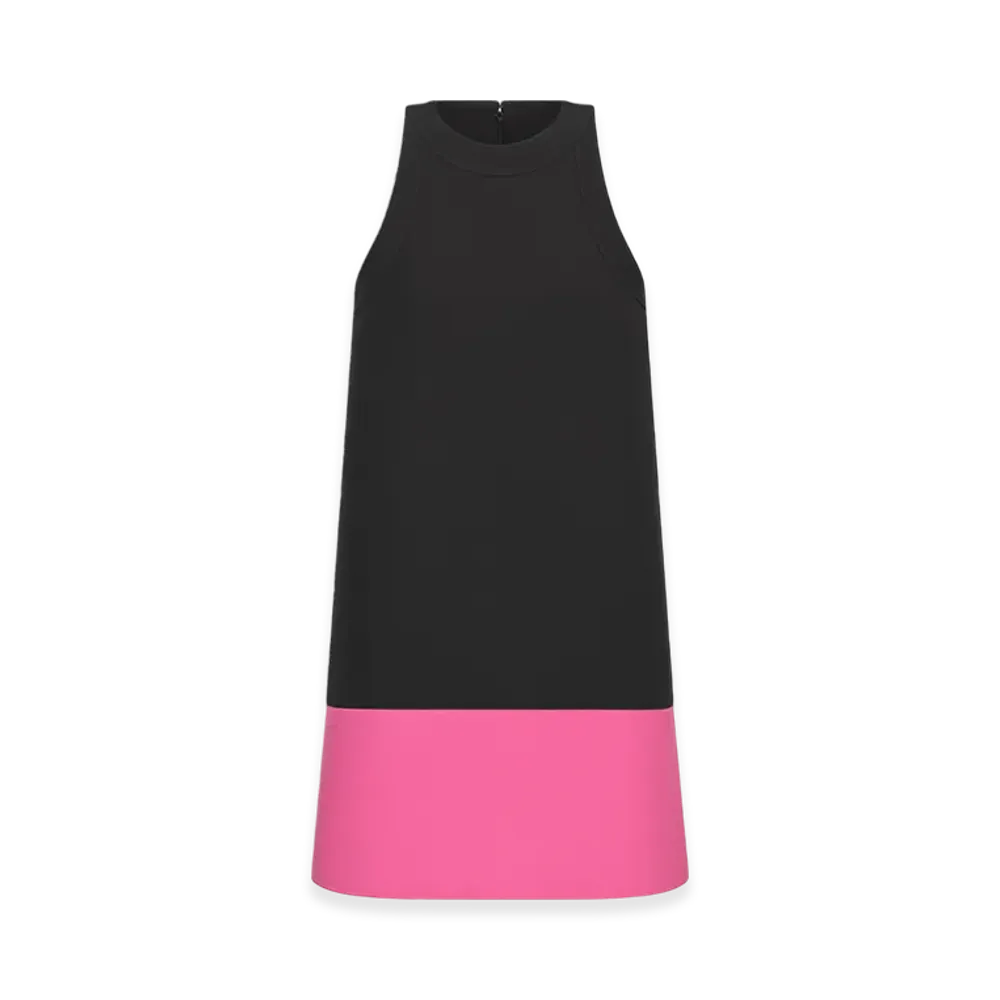 Dior Women's A-Line Dress Wool Silk "Black/Pink"