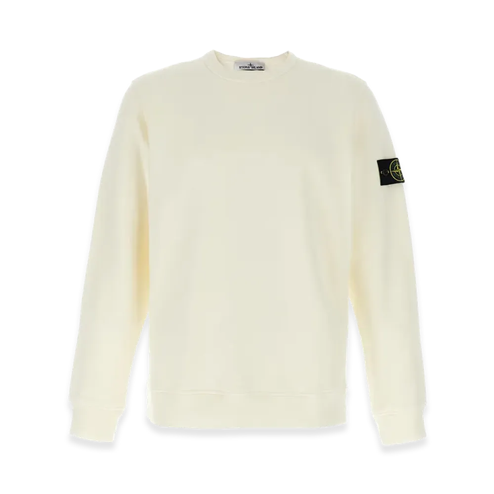 Stone Island Logo Badge Cotton Sweatshirt "White"