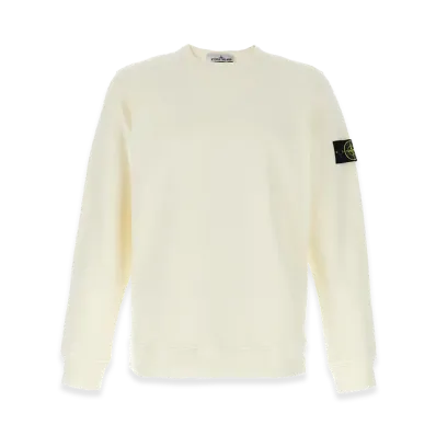 Stone Island Logo Badge Cotton Sweatshirt "White"