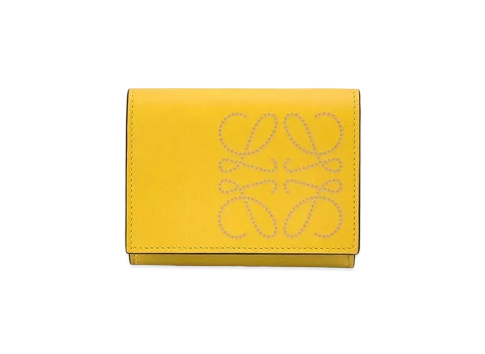LOEWE Brand Trifold 6 Cardholder In Calfskin "Mustard / Light Oat"