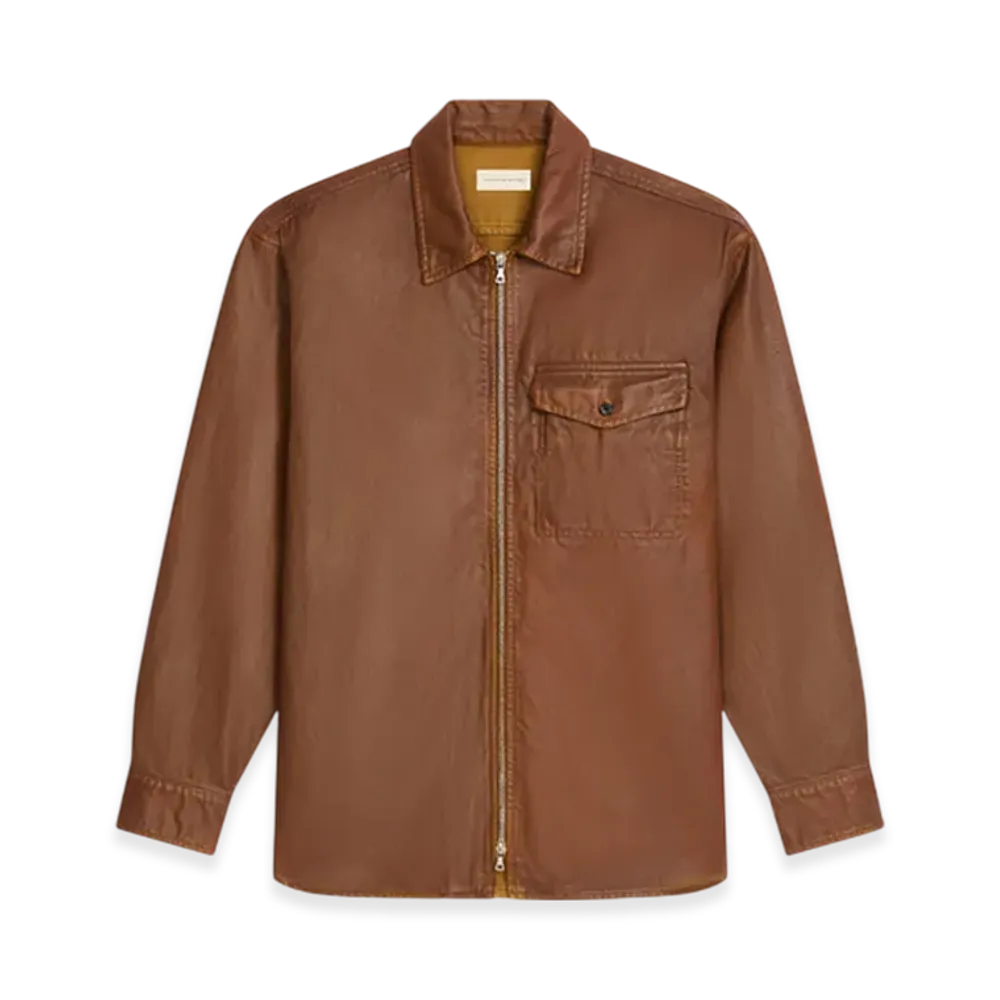 DRIES VAN NOTEN Coated Zipped Shirt "Rust"