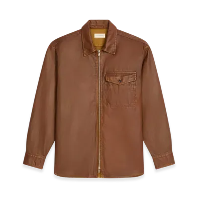 DRIES VAN NOTEN Coated Zipped Shirt "Rust"
