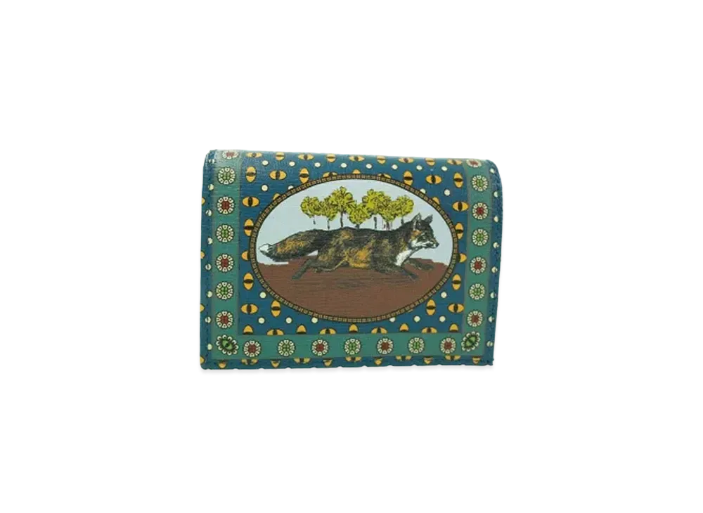 GUCCI Compact Wallet Gucci Garden Bat Fox Leather "Multi"
