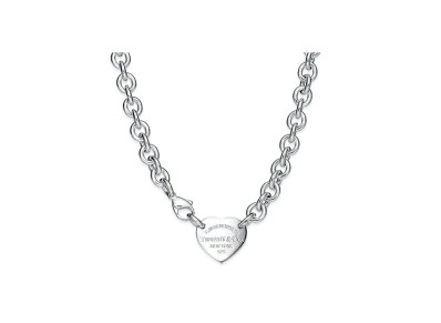 Tiffany & Co. Return to Tiffany Heart Tag Chain Link Choker "Silver"