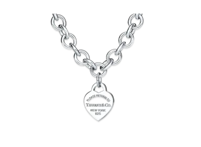 Tiffany & Co. Return to Tiffany Heart Tag Chain Link Necklace "Silver"
