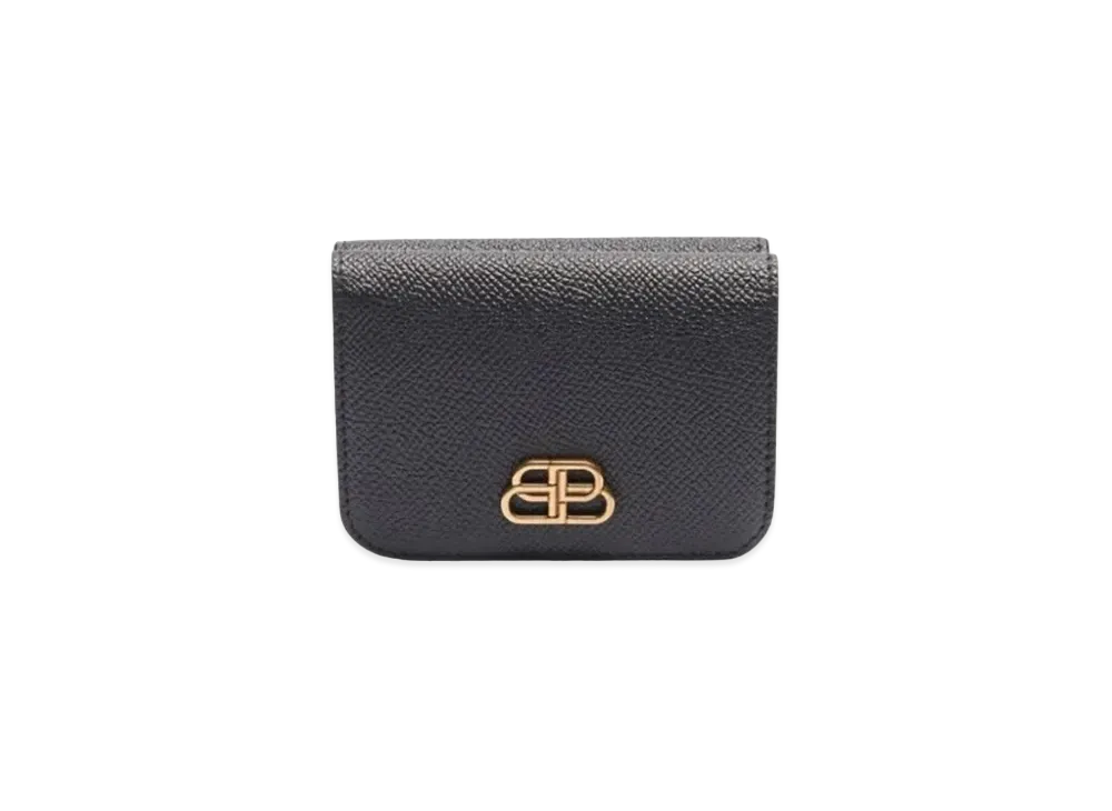 バレンシアガ スモール グレインカーフスキン BB ミニウォレット "ブラック" 6013870OTXM1000