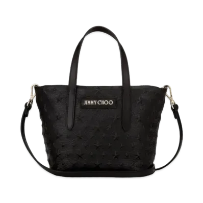 Jimmy Choo Minisara Star Embossed Grainy Leather Mini Tote Bag "Black"