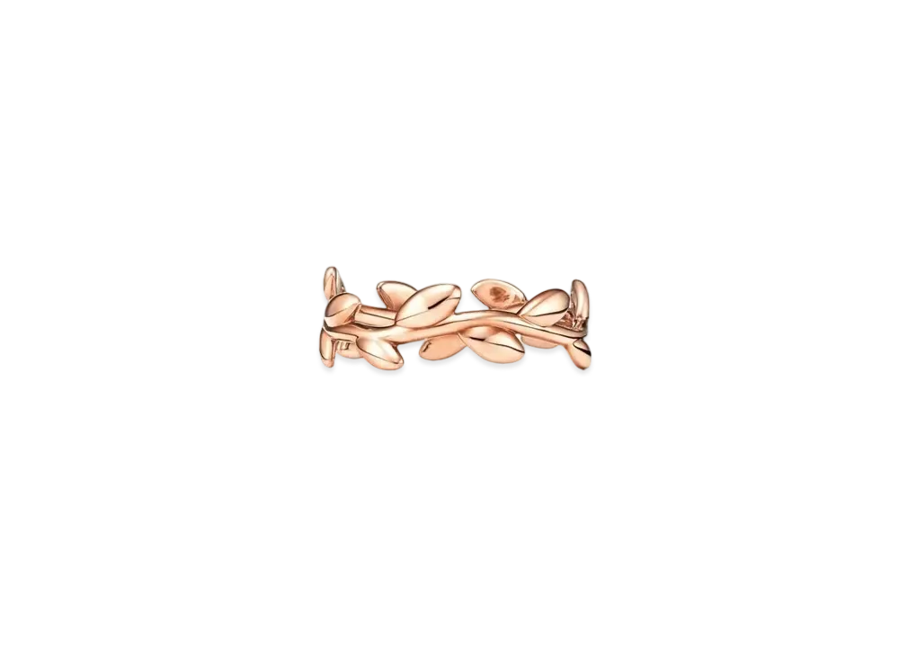 Tiffany & Co. Olive Leaf Band Ring Narrow 18K "Rose Gold"