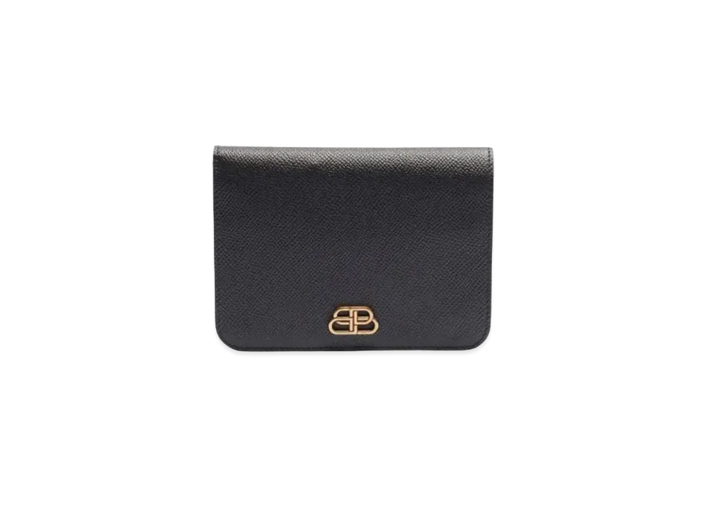 BALENCIAGA Small Grain Calfskin BB Medium Wallet "Black"