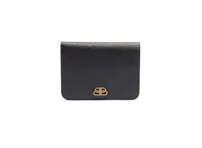 BALENCIAGA Small Grain Calfskin BB Medium Wallet "Black"
