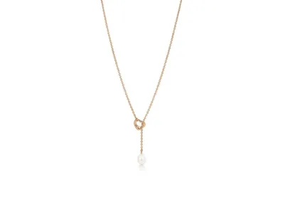 Tiffany & Co. Elsa Peretti Open Heart Lariat Fresh Water Pearl 18K "Rose Gold"