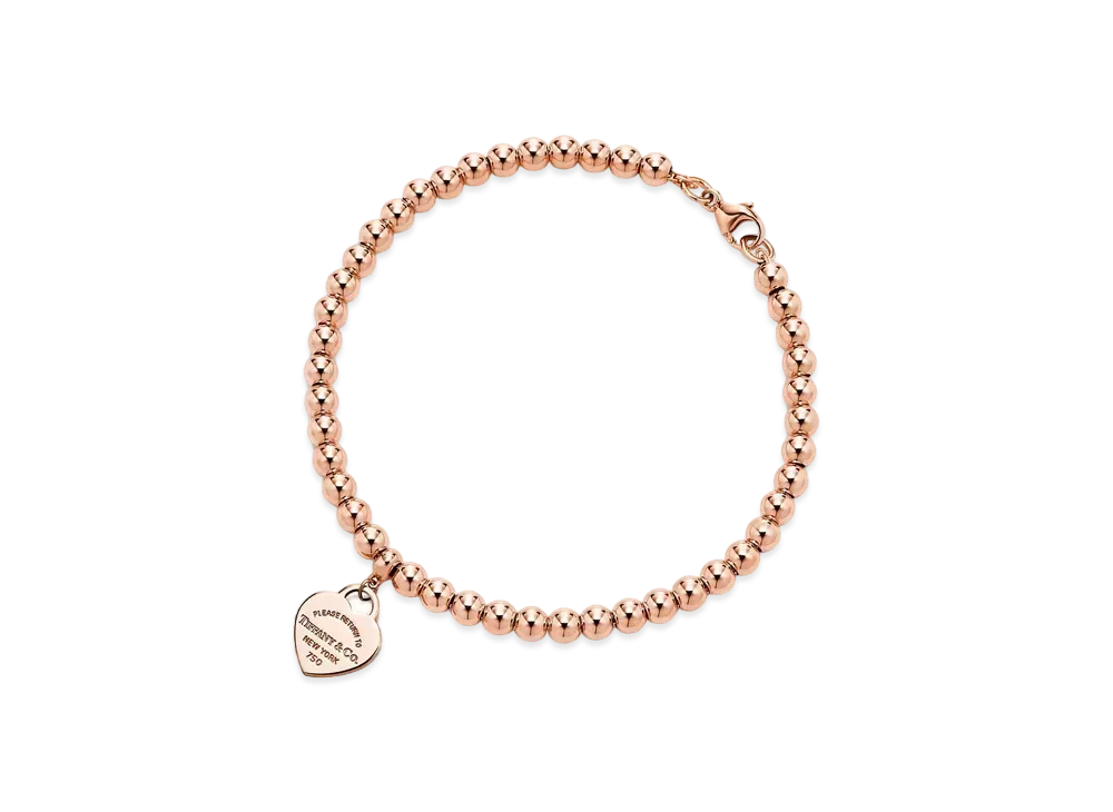 Tiffany & Co. Return to Tiffany Heart Tag Bead Bracelet 4mm 18K "Rose Gold"