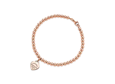 Tiffany & Co. Return to Tiffany Heart Tag Bead Bracelet 4mm 18K "Rose Gold"