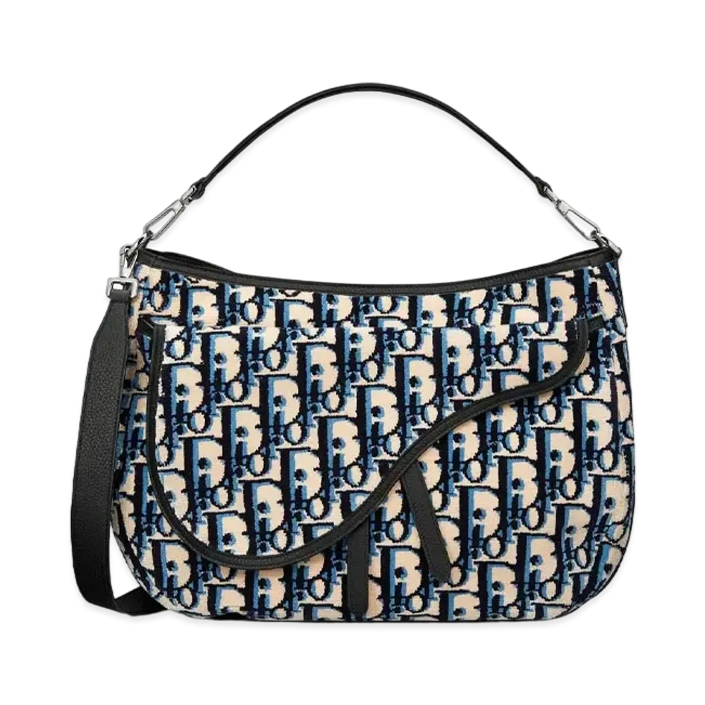 Dior Saddle Soft Bag Dior Oblique Tapestry & Grain Calfskin "Beige"