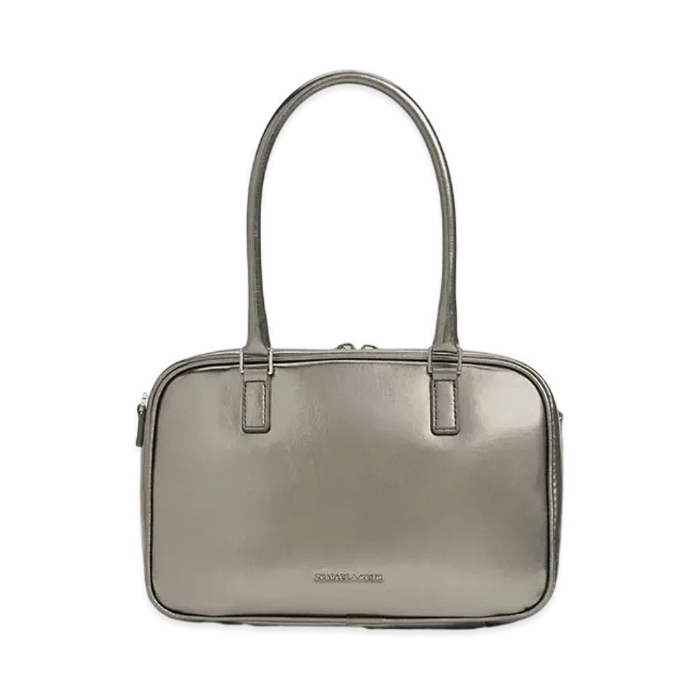CHARLES & KEITH Sianna Textured Bowling Bag "Pewter"