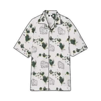 Uniqlo Heather Brown Open Collar Shirt "Off White"
