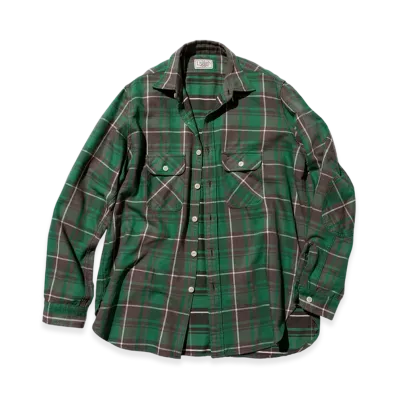 Unlikely Elbow Patch Flannel Work Shirts "Green Plaids"