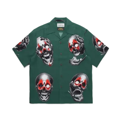 WACKO MARIA 56 Tattoo Studio Hawaiian Shirt "Green"