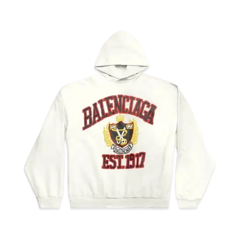 BALENCIAGA Women's Diy College Hoodie Medium Fit "White"