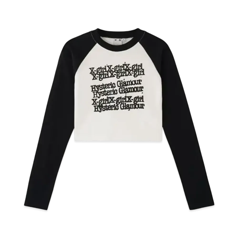X-girl x HYSTERIC GLAMOUR L/S Raglan Compact Top "Black"