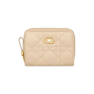 Dior Jolie Scarlet Wallet Cannage Lambskin "Powder Beige"