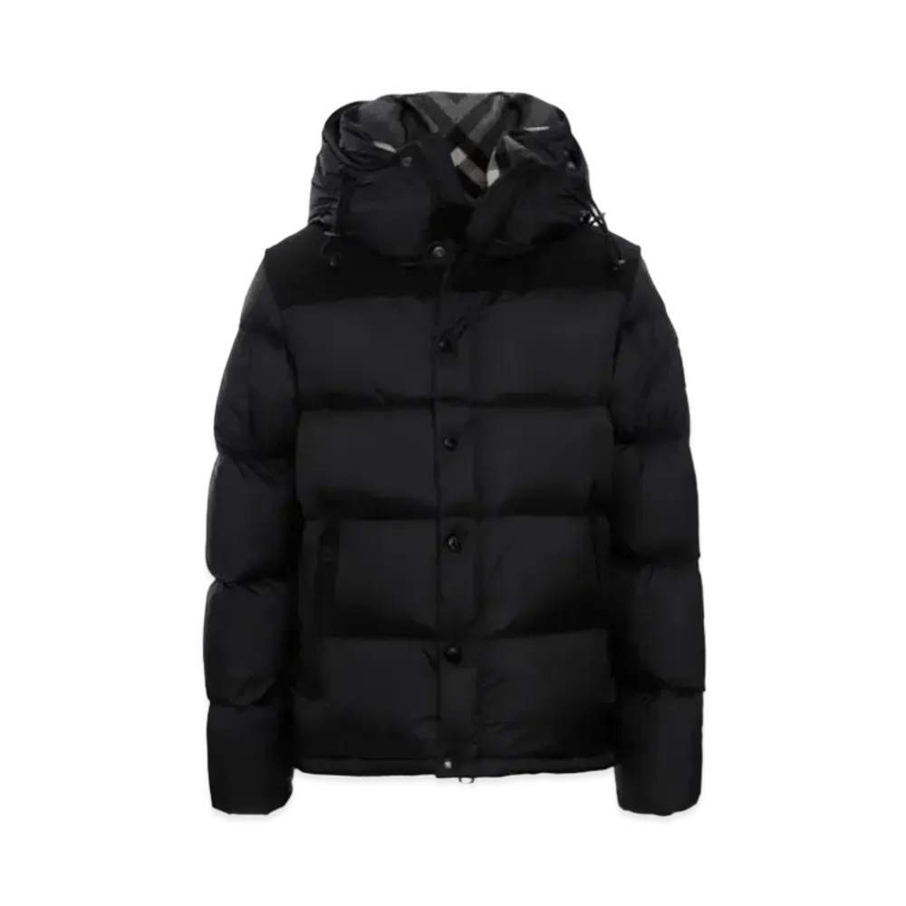 Burberry Men's Detachable Sleeve Hood Puffer Jacket "Black"