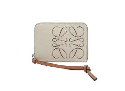 LOEWE Brand Zip 6 Card Holder In Calfskin "Light Oat / Tan"