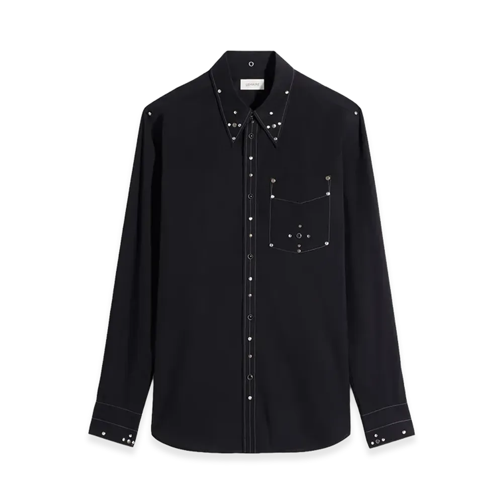 LEMAIRE Women's Crepe Cotton Studded Fit Shirt "Black"
